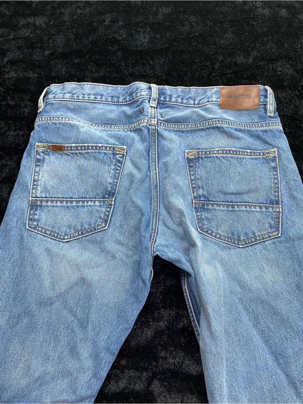 Quiksilver Men’s 32 Blue Jeans Regular Fit Straight Leg 100% Cotton Denim